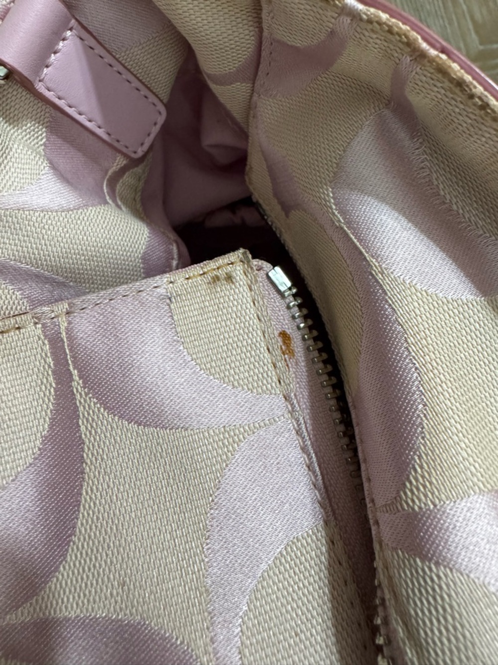 Coach Pink and Tan Signature Canvas Tote/ Diaper bag with Charm - Picture 17 of 17